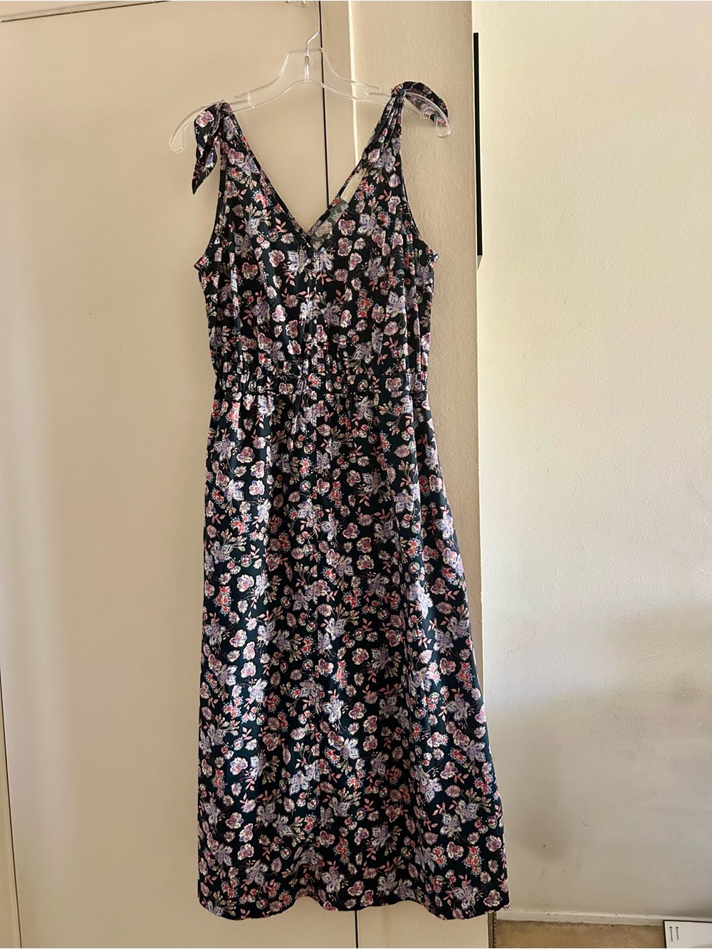Nation LTD Black Floral Tie-Shoulder Midi Dress